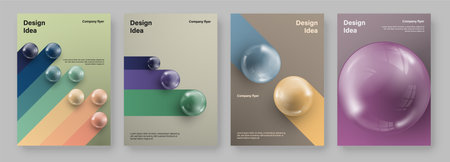 Amazing brochure cover set A4. Sphere effect. Perfect for any use.のイラスト素材