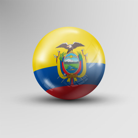 3d sphere background with flag of Ecuador. An element of impact for the use you want to make of it.のイラスト素材