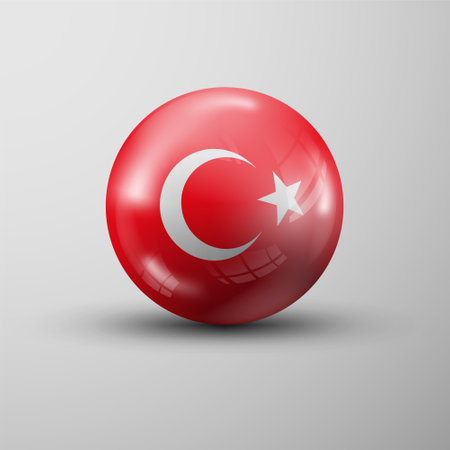 3d sphere background with flag of Turkey. An element of impact for the use you want to make of it.のイラスト素材