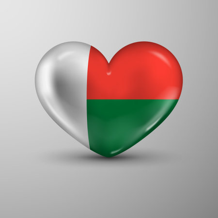 3d heart background with flag of Madagascar. An element of impact for the use you want to make of it.のイラスト素材