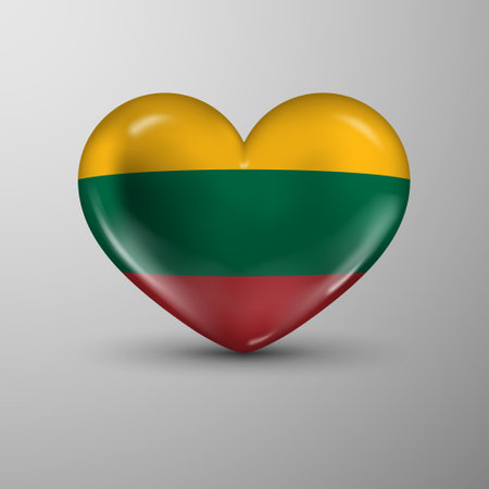 3d heart background with flag of Lithuania. An element of impact for the use you want to make of it.のイラスト素材