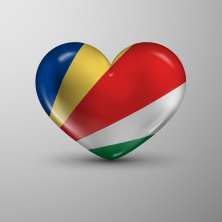 3d heart background with flag of Seychelles. An element of impact for the use you want to make of it.のイラスト素材