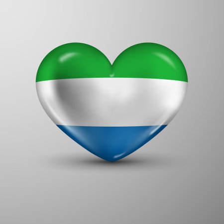 3d heart background with flag of Sierra Leone. An element of impact for the use you want to make of it.のイラスト素材