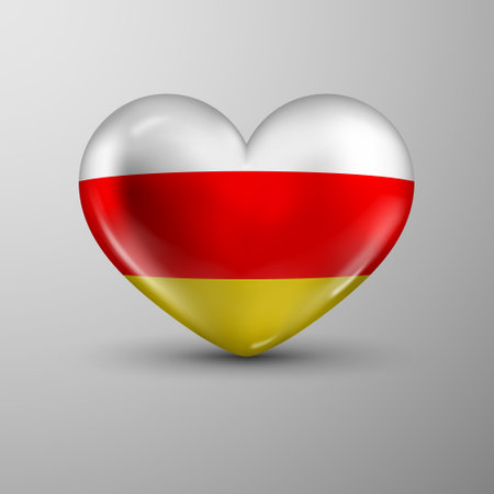 3d heart background with flag of SouthOssetia. An element of impact for the use you want to make of it.のイラスト素材