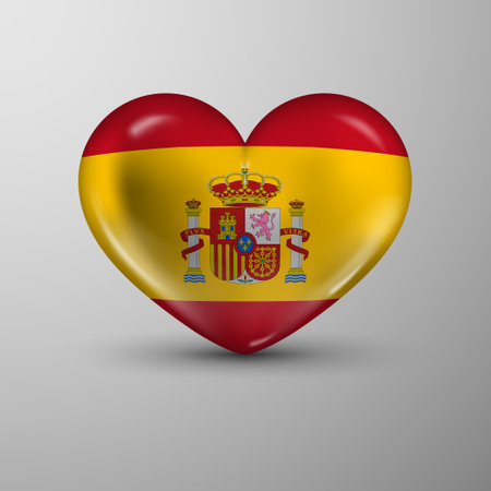 3d heart background with flag of Spain. An element of impact for the use you want to make of it.のイラスト素材