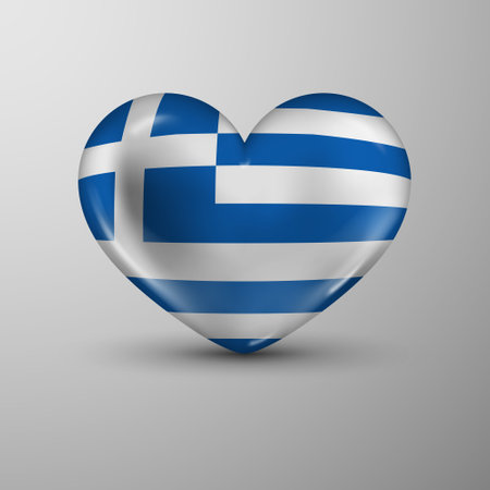 3d heart background with flag of Greece. An element of impact for the use you want to make of it.のイラスト素材