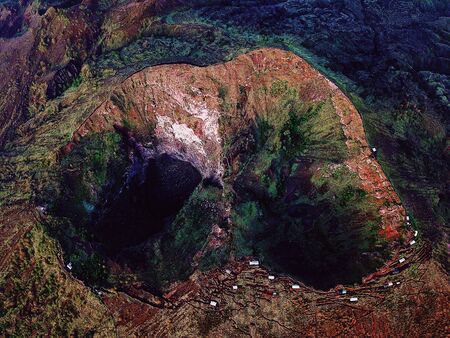 The Sunrise On The Volcano Batur On The Island Of Bali In Indonesiaの写真素材