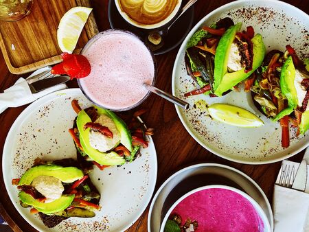 bali indonesia food cangu restaurant cafe fruitの写真素材