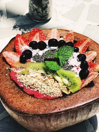 bali indonesia food cangu restaurant cafe fruitの写真素材