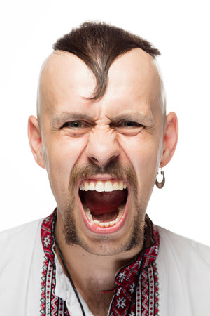 One Cossack in white background. Isolatedの写真素材