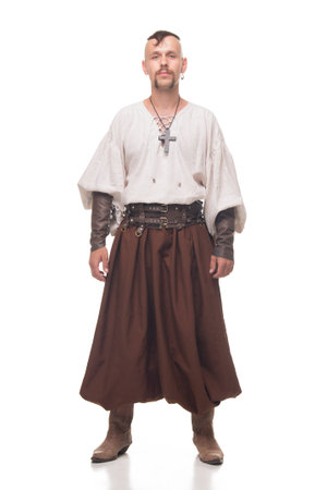 One Cossack in white background. Isolatedの写真素材