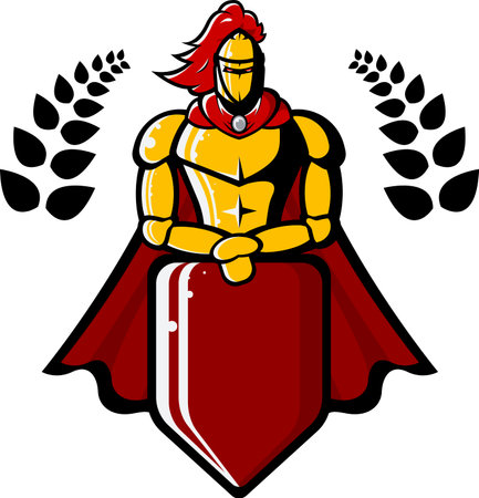 Vector image of medieval knight holds shieldのイラスト素材