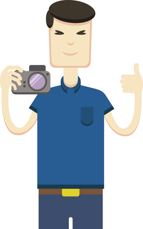 Vector picture of asian man with a cameraのイラスト素材