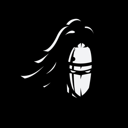Black and white vector image of knights helmetのイラスト素材
