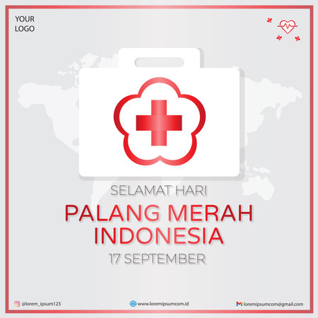 Vector illustration of a first aid kit with a medical cross on a world map background.のイラスト素材