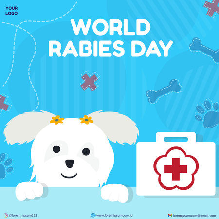 World Rabies Day. Dog and first aid kit. Vector illustration.のイラスト素材