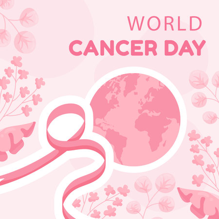 World Cancer Day Vector Illustration. World Cancer Day Poster or Banner Design Template.のイラスト素材