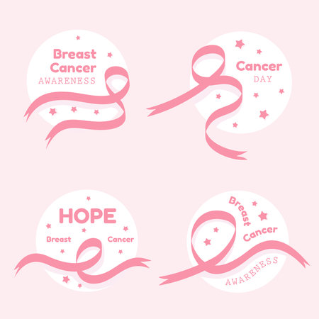 Breast Cancer Awareness Ribbon Set Vector Illustration. EPS10 Fileのイラスト素材