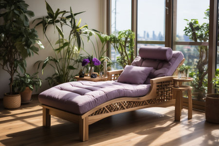 Asian tropical psychotherapist's office interior, massage and pedicure chair. High quality photoの素材