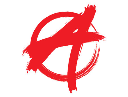 Anarchy Symbol handwritten with a brush on white background.のイラスト素材