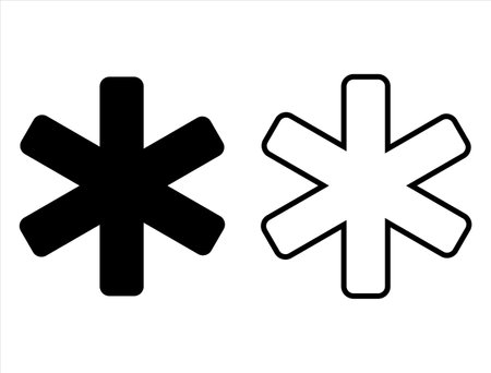 Asterick icon Silhouette. Vector illustration. Isolated on white background.のイラスト素材