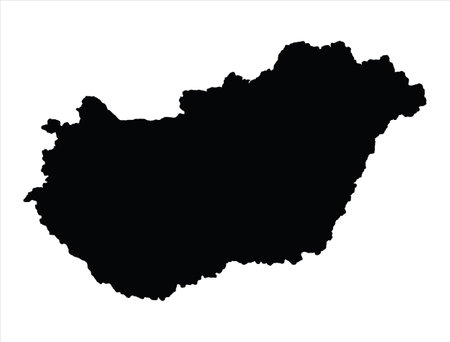 Black Map of Hungary on a White Background. Vector Illustration.のイラスト素材