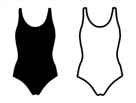 Leotard Silhouette Black and white vector illustration. Isolated on white background.のイラスト素材