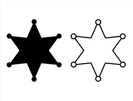 Sheriff star vector icon. police star icon. police star vector iconのイラスト素材