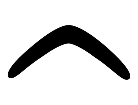 Black silhouette of a boomerang on a white background. Vector illustrationのイラスト素材
