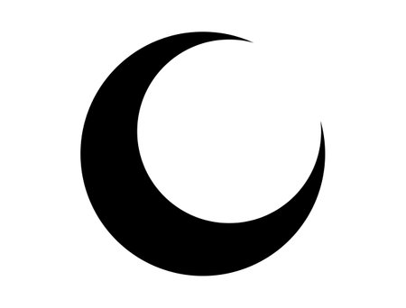 Crescent moon icon. Black and white crescent moon isolated on white backgroundのイラスト素材