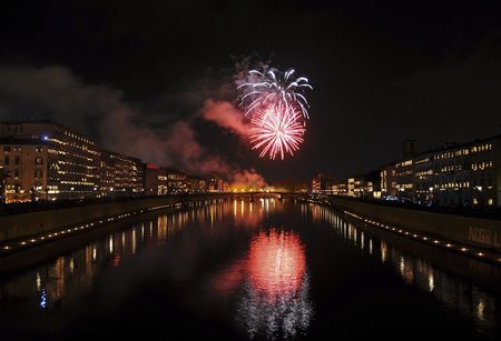  Pisa (Italy). Lights and candles to celebrate the patron saintの写真素材