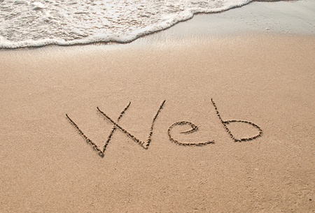 Web written in the sand beach.の写真素材