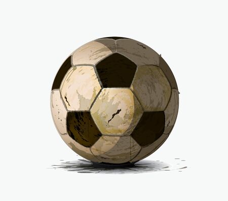 Old soccer ball drawing on a white backgroundのイラスト素材