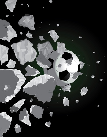 Crushed the ball over the wall drawing of a black backgroundのイラスト素材