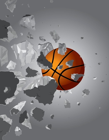 Crush the ball over the wall drawing of a black backgroundのイラスト素材