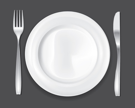 Empty dinner plate, drawing the knife and fork setのイラスト素材