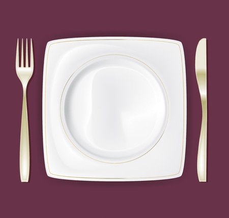 Empty dinner plate, drawing the knife and fork set 3のイラスト素材