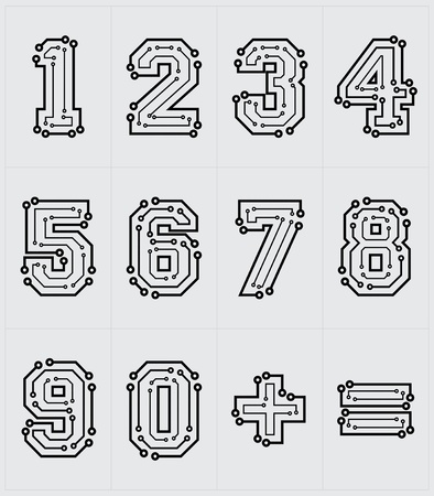 Drawing the electronic numbers are on a white backgroundのイラスト素材