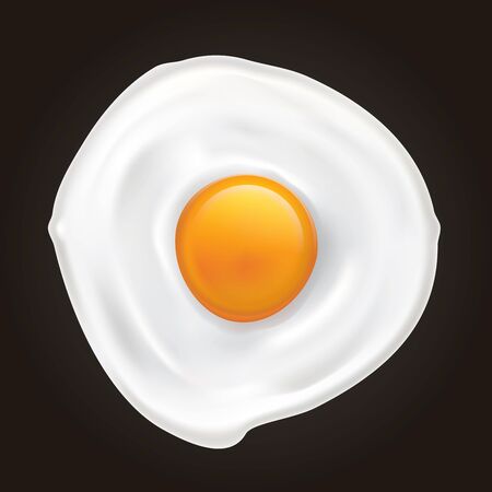 Colored drawing of fried eggs on the groundのイラスト素材