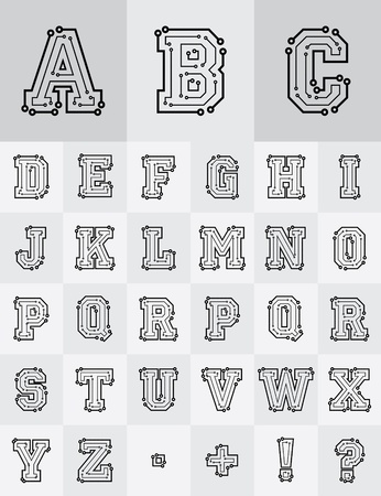 Drawing the electronic alphabet are on a white backgroundのイラスト素材