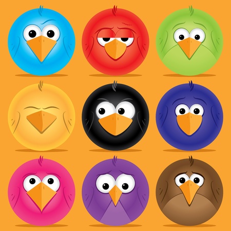 Colorful drawings of birds on the groundのイラスト素材