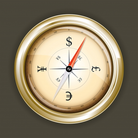 Drawing compass indicating the direction of the moneyのイラスト素材