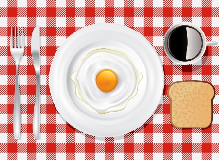 Colored tablecloth drawing on the breakfast tableのイラスト素材