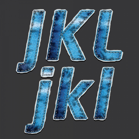 Drawing letters on the gray blue denim fabricのイラスト素材