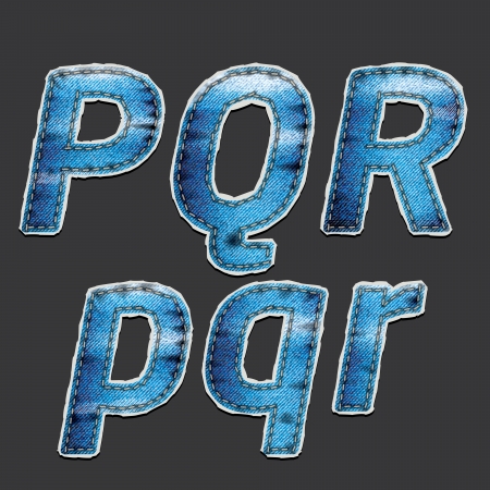 Drawing letters on the gray blue denim fabricのイラスト素材