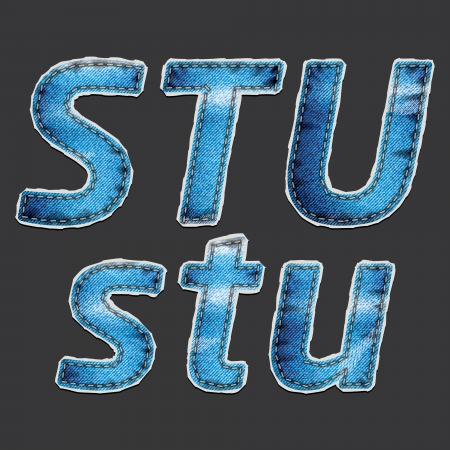 Drawing letters on the gray blue denim fabricのイラスト素材