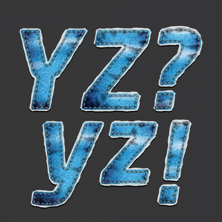 Drawing letters on the gray blue denim fabricのイラスト素材
