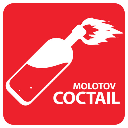 Molotov cocktail symbol design work on a red backgroundのイラスト素材