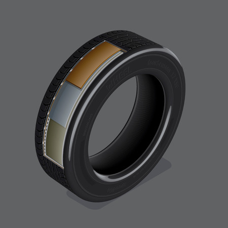 Three dimensional vector drawing realistic tire set 2のイラスト素材