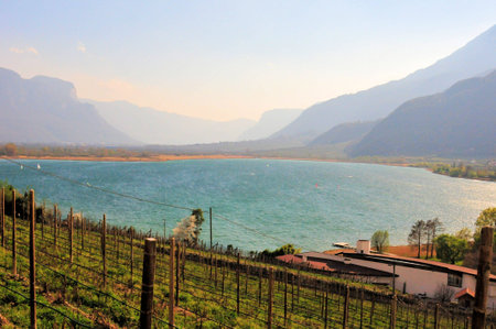 lake in south tyrol italyの写真素材